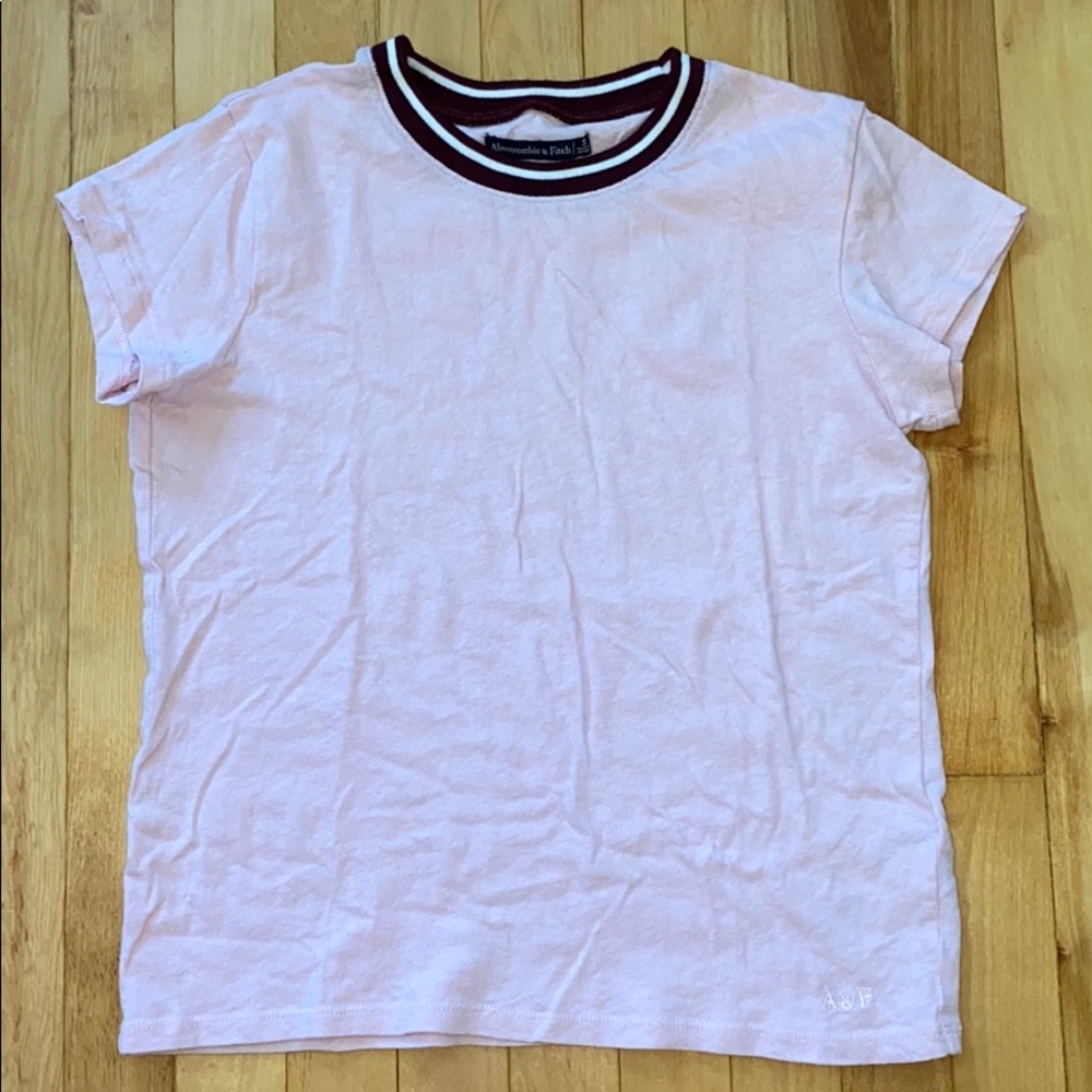 A&F Short Sleeve Light Pink Cotton Shirt